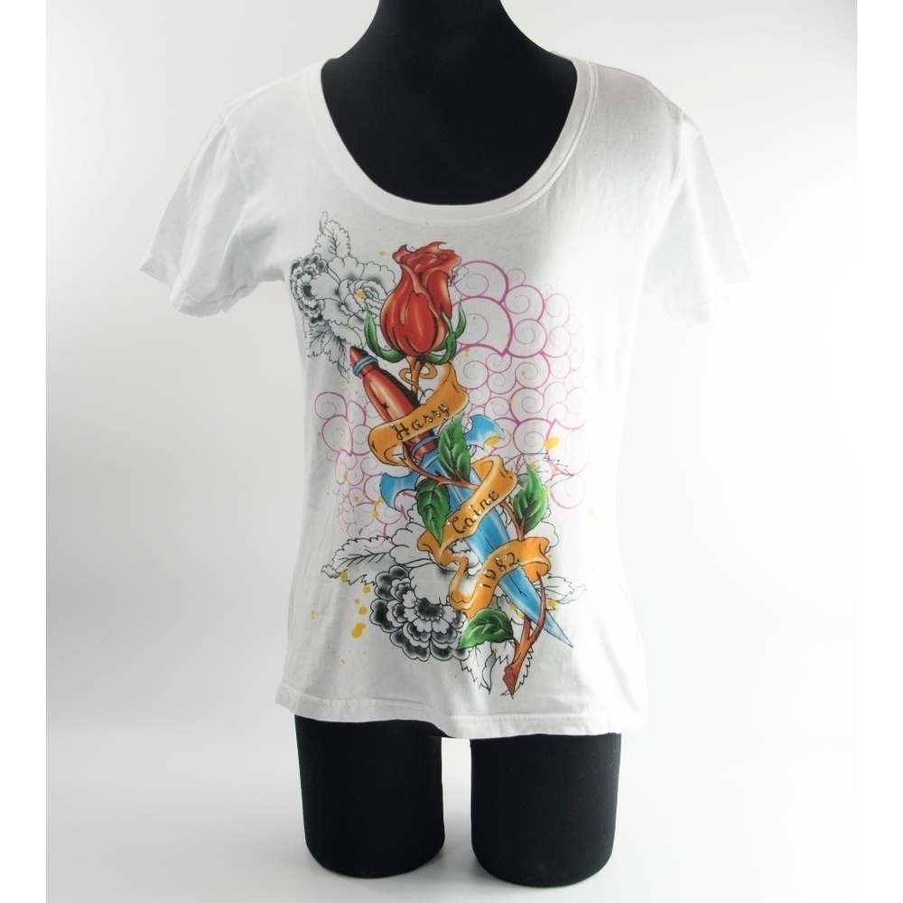 HallHuber Crystal Tiger Floral Logo T Shirt XL